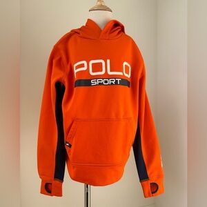 BOYS Ralph Lauren Kids Orange and Navy  Polo Sport Hoodie | Size Small